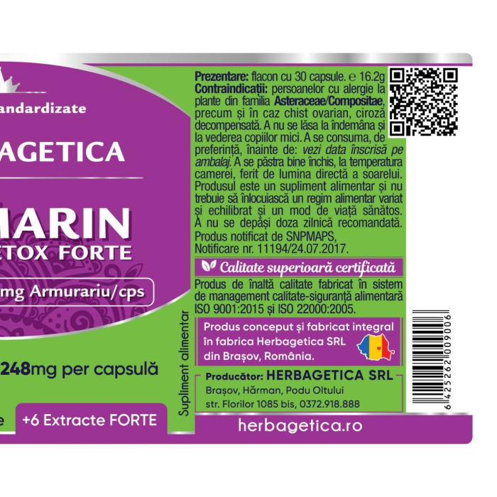 SILIMARINA Detox Forte, capsule, Herbagetica la Nana Plafar [3]