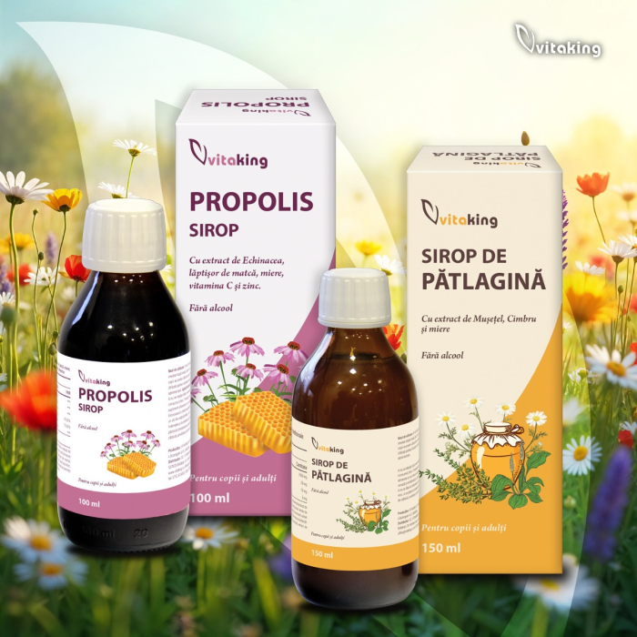 Sirop de Patlagina cu extract de Musetel, Cimbru si miere - 150ml, Vitaking [2]