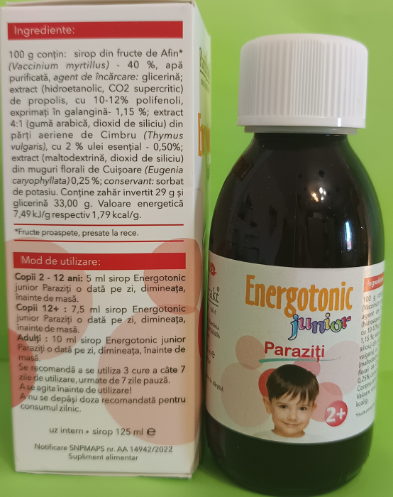 SIROP ENERGOTONIC PARAZITI Junior, 125 ml, PlantExtrakt la Nana Plafar [3]