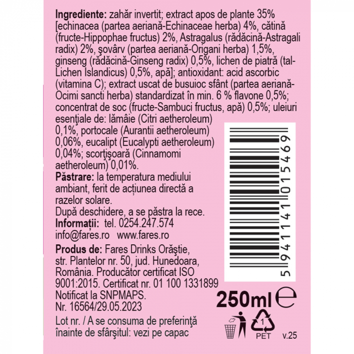 Sirop Imunitate F147, 250ml, Fares [4]