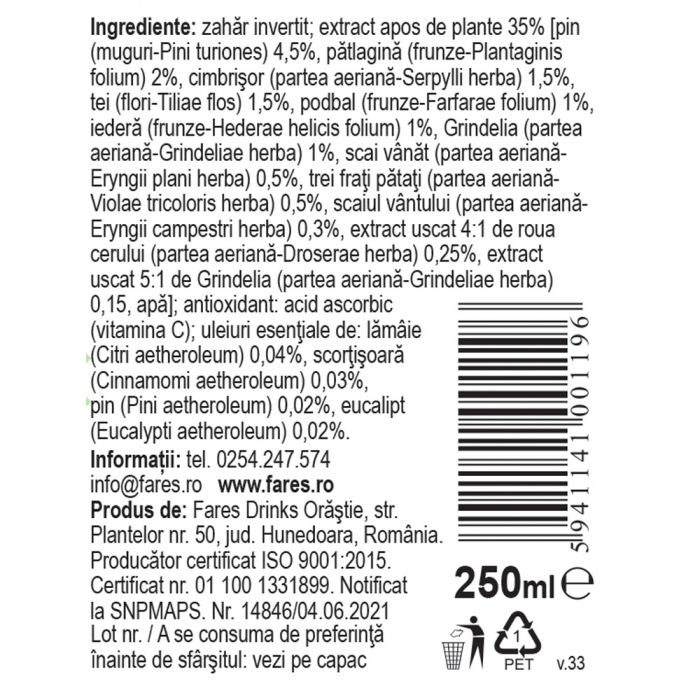SIROP PLANTUSIN R8, 250 ml, Fares [3]