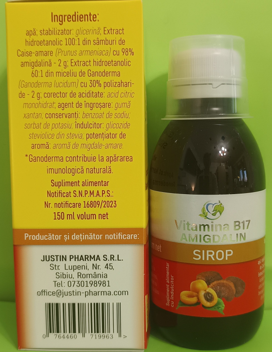 SIROP Vitamina B17 Amigdalina, 150 ml, Justin Pharma la Nana Plafar [5]
