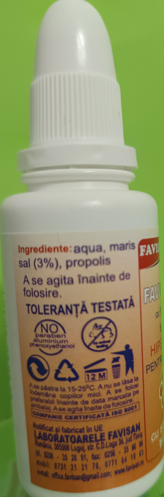 Solutie Hipertonica pentru Lavaj Nazal cu Sare de Mare si Propolis FaviRinosan, 30ml Favisan [3]