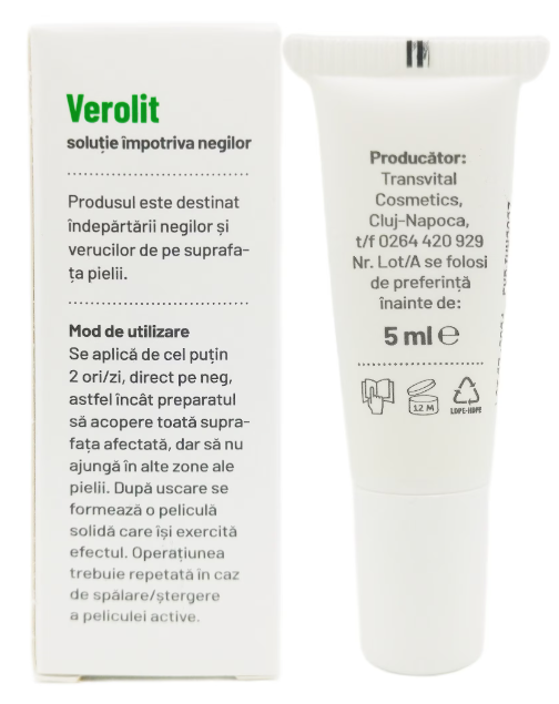 Solutie impotriva NEGILOR si VERUCILOR , VEROLIT cu varf aplicator, 5ml, Transvital Cosmetics la Nana Plafar [5]