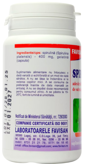 Spirulina, 40 capsule, Favisan la Nana Plafar [2]