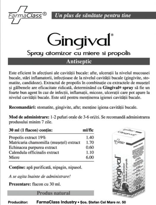 SPRAY BUCAL GINGIVAL CU PROPOLIS SI EXTRACTE VEGETALE, 30ml, FarmaClass [2]