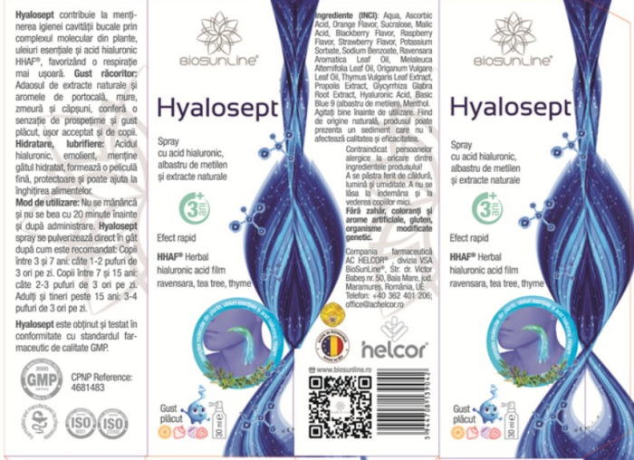 SPRAY ORAL Hyalosept, cu albastru de metilen si acid hialuronic 30 ml, BioSunLine la Nana Plafar [2]