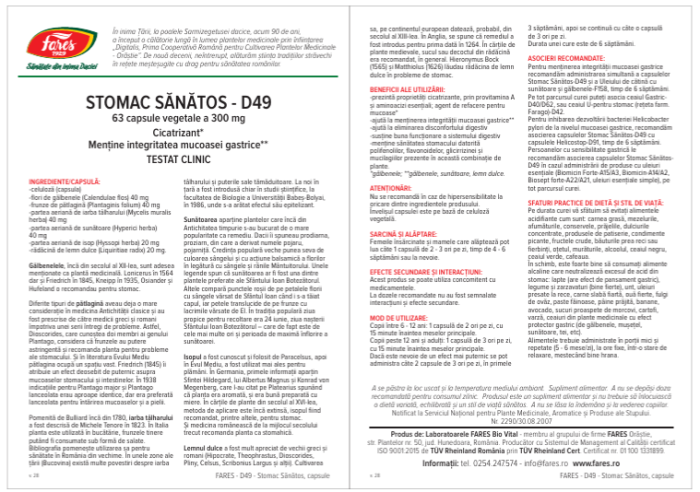 Stomac sanatos, D49, 63 capsule, Fares [2]