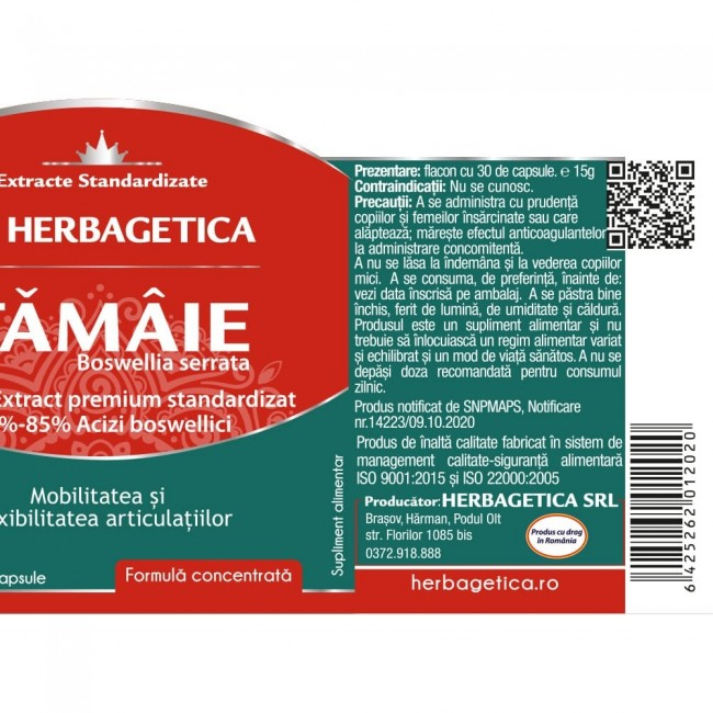 TAMAIE BOSWELLIA SERRATA 400mg, Herbagetica [3]