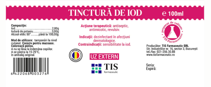TINCTURA DE IOD, 2%, 50 ml, Tis Farmaceutic la Nana Plafar [2]