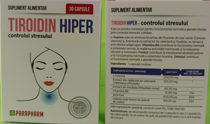TIROIDIN HIPER glanda Tiroida, 30 capsule, Parapharm la Nana Plafar [2]
