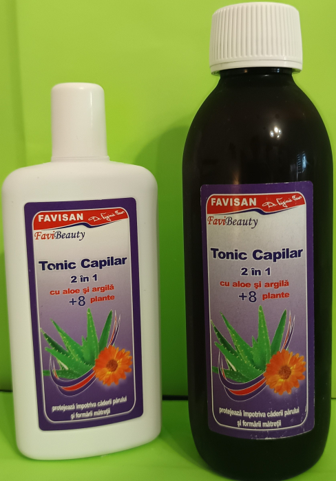 Tonic CAPILAR 2 in 1, cu Aloe, Argila, extracte din 8 plante,  125 ml, favisan [4]