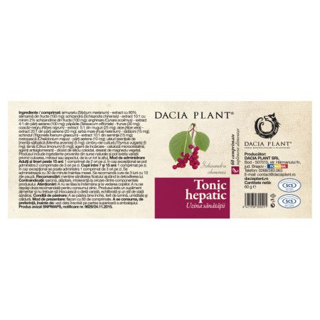 Tonic Hepatic, 60 comprimate, Dacia Plant [2]