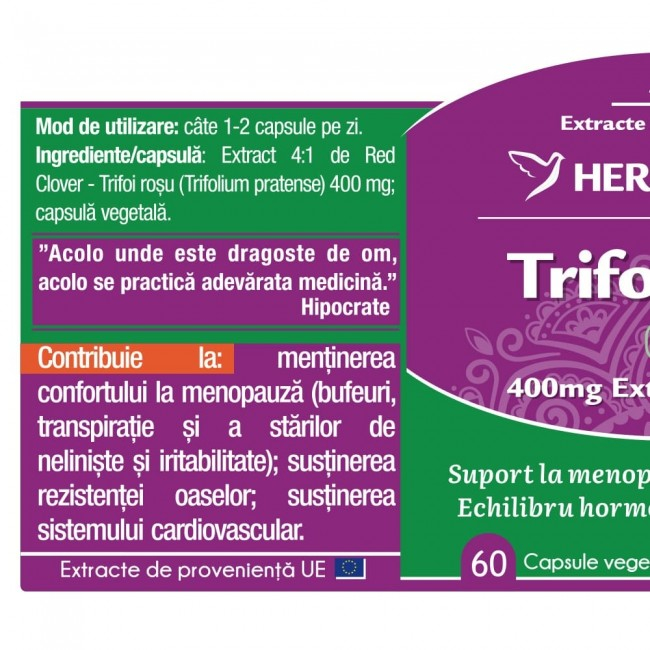TRIFOI ROSU extract 400mg, 60 Capsule, Herbagetica [2]