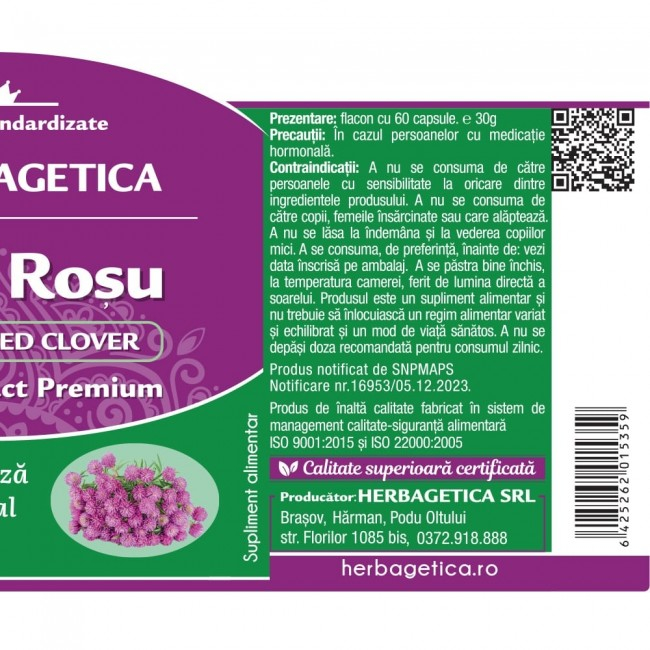 TRIFOI ROSU extract 400mg, 60 Capsule, Herbagetica [3]