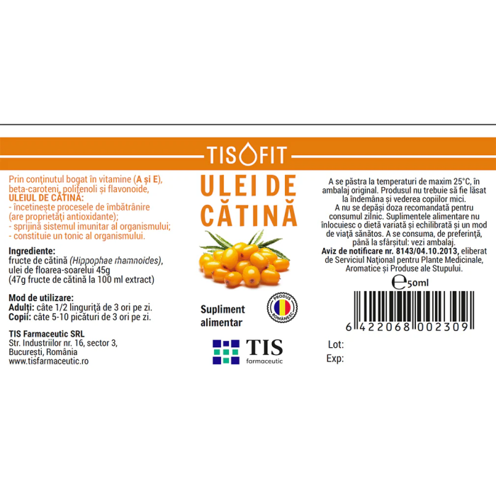 ULEI de CATINA Tisofit, 50 ml, Tis Farmaceutic [2]