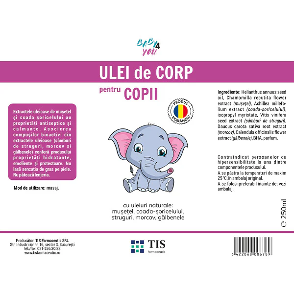 ULEI de CORP pentru COPII BABY4YOU, 250 ml, Tis Farmaceutic [2]