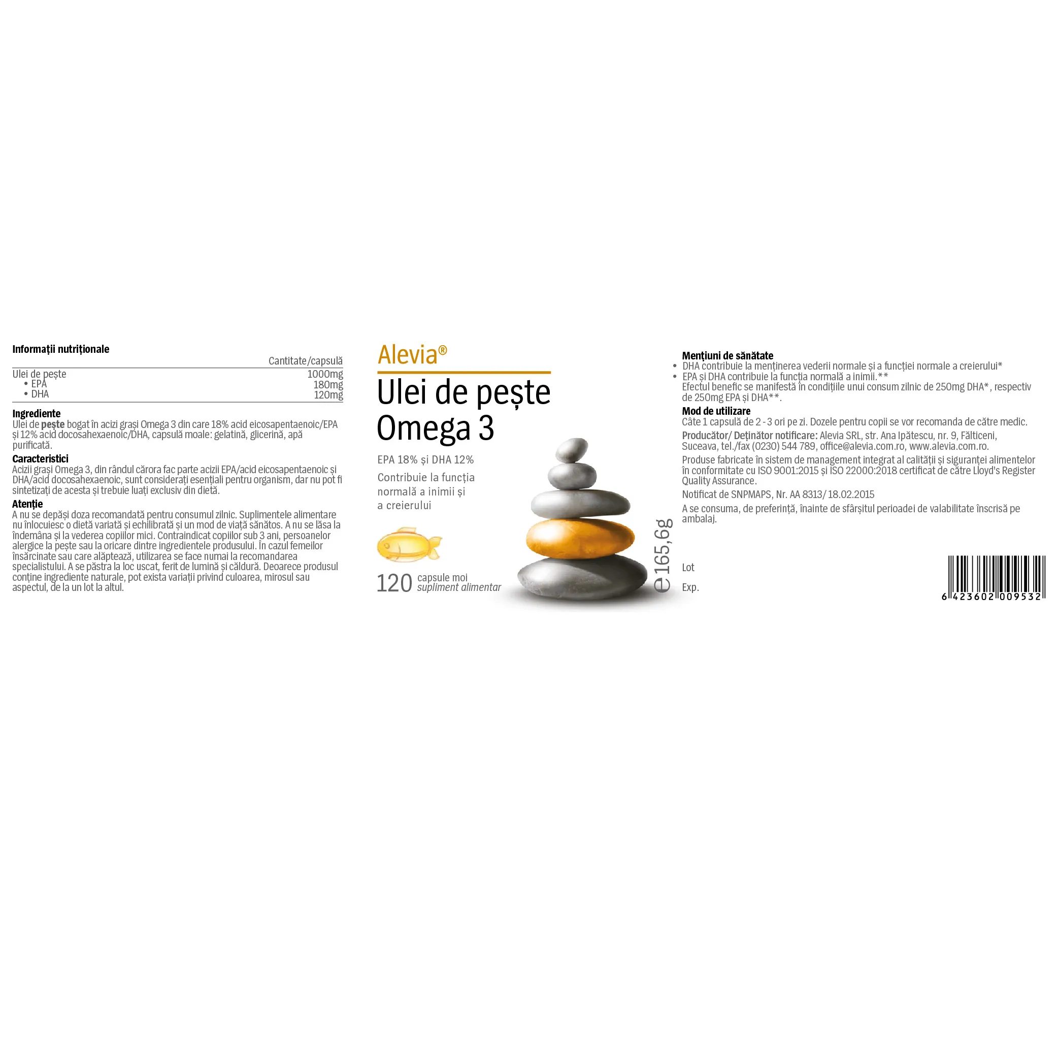 ULEI de PESTE OMEGA 3, 1000mg capsule moi, Alevia [2]