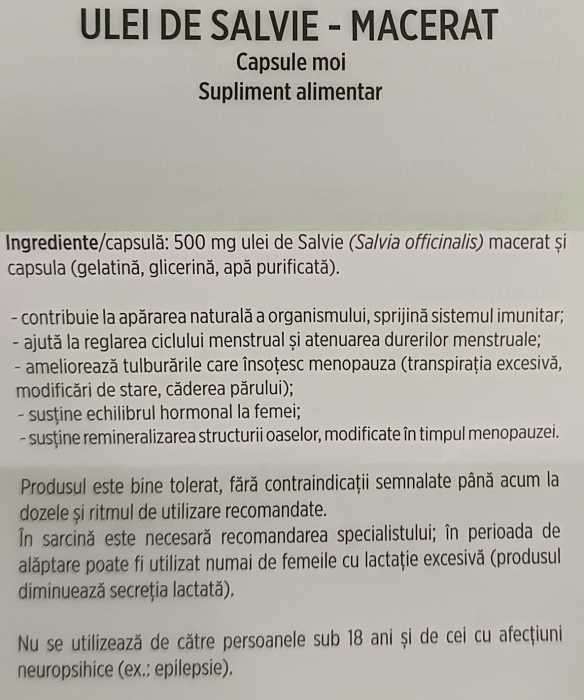 ULEI DE SALVIE MACERAT capsule moi, Hofigal la Nana Plafar [2]