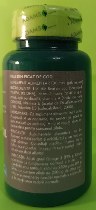 Ulei din FICAT de COD 1000mg, Adams Supplements [3]