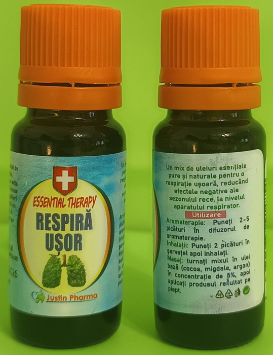 Ulei esential Respira Usor Essential Therapy UZ EXTERN, 10ml, Justin Pharma la Nana Plafar [2]