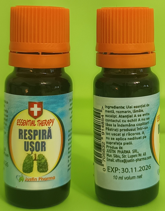 Ulei esential Respira Usor Essential Therapy UZ EXTERN, 10ml, Justin Pharma la Nana Plafar [3]