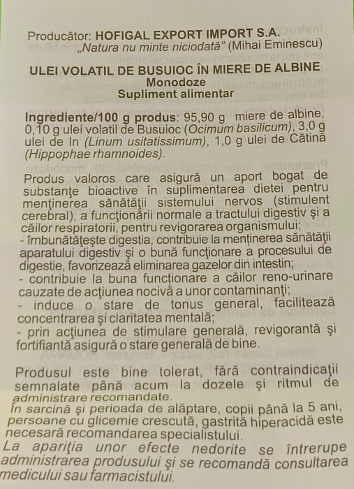 ULEI VOLATIL DE BUSUIOC IN MIERE DE ALBINE 30 MONODOZE, Hofigal [3]