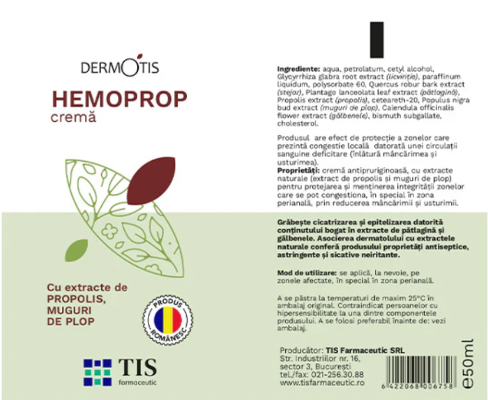 UNGUENT ANTIHEMOROIDAL HEMOPLOP, CREMA HERMOPROP, Tis Farmaceutic la Nana Plafar [4]