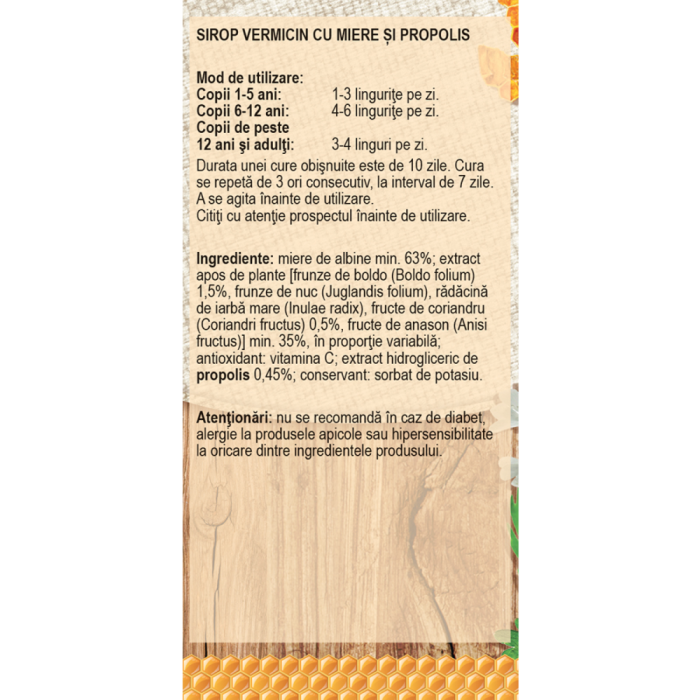 SIROP VERMICIN cu Miere şi Propolis, D73, sirop, 100 ml Fares la Nana Plafar [2]