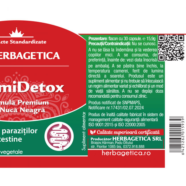 VERMIDETOX Extract Nuca Neagra 100mg, Herbagetica [3]