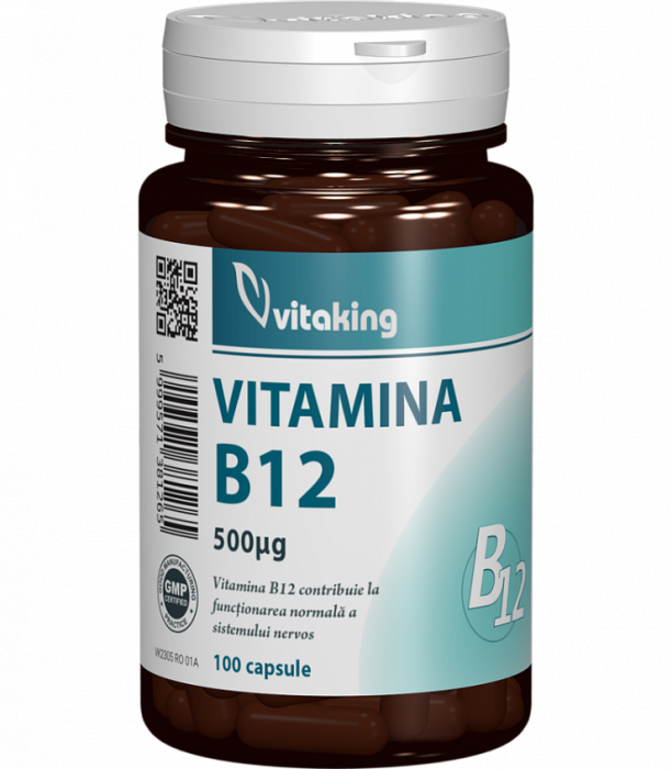 Vitamina B12 (cianocobalamina) 500 mcg - 100 capsule, Vitaking [1]