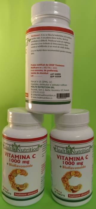 VITAMINA  C 1000 mg + Bioflavonoide,  60 tablete, Health Nutrition la Nana Plafar [4]