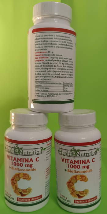 VITAMINA  C 1000 mg + Bioflavonoide,  60 tablete, Health Nutrition la Nana Plafar [3]