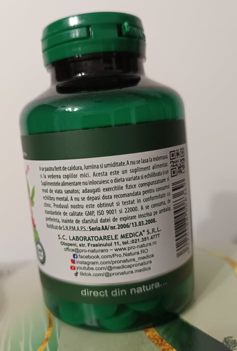 VITAMINA C 1000 mg cu MACES si ACEROLA, 100 comprimate ProNatura Medica  la Nana Plafar [5]