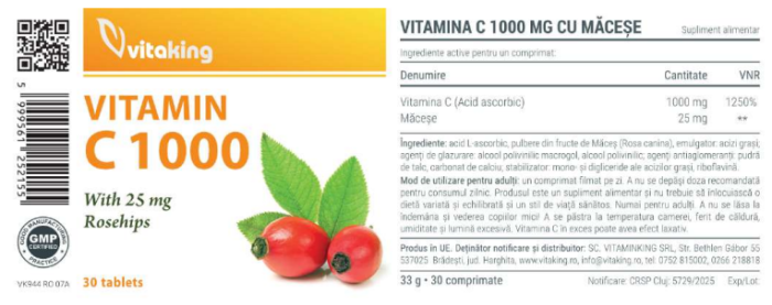 Vitamina C 1000 mg cu macese, Vitaking [3]