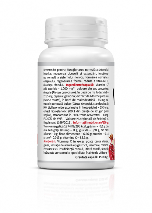 VITAMINA C 1000 mg cu RODIE, BIOFLAVONOIDE, RESVERATROL, Zenyth [2]