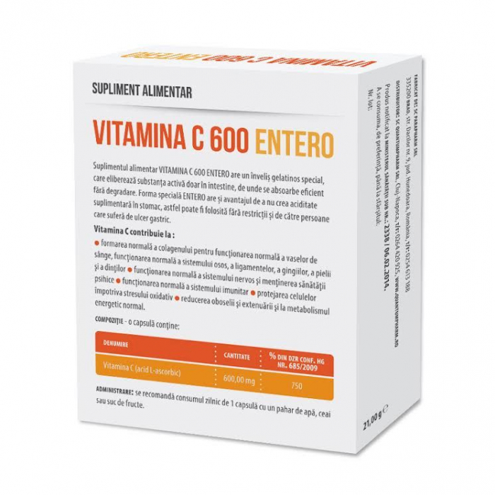 VITAMINA C 600 ENTERO, 30 capsule, Parapharm [2]