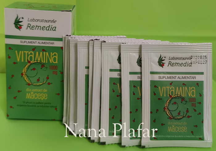 Vitamina C cu MACESE, 1000 mg, 10 plicuri, Remedia la Nana Plafar [2]