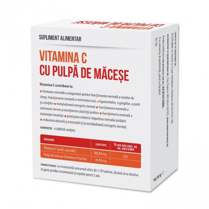 VITAMINA C cu PULPA de MACESE 30 tablete dizolvabile, Parapharm [2]