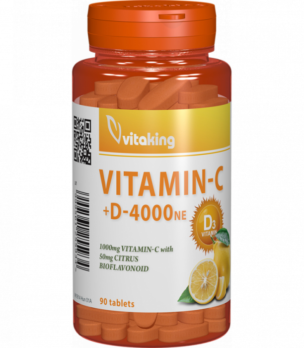 Vitamina C + D cu bioflavonoide - 90 comprimate, Vitaking [1]