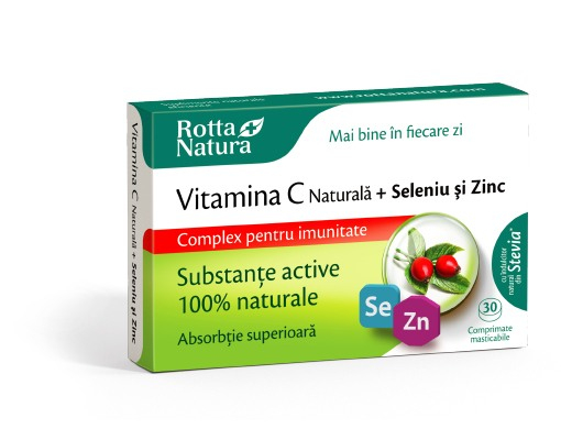 VITAMINA C Naturala + SELENIU si ZINC 30 comprimate masticabile, Rotta Natura [1]