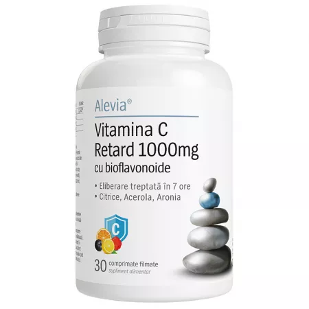 Vitamina C Retard cu bioflavonoide, 1000 mg, 30 capsule, Alevia [1]