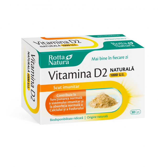 VITAMINA D2 Naturala 1000 U.I 30 capsule, Rotta Natura [1]