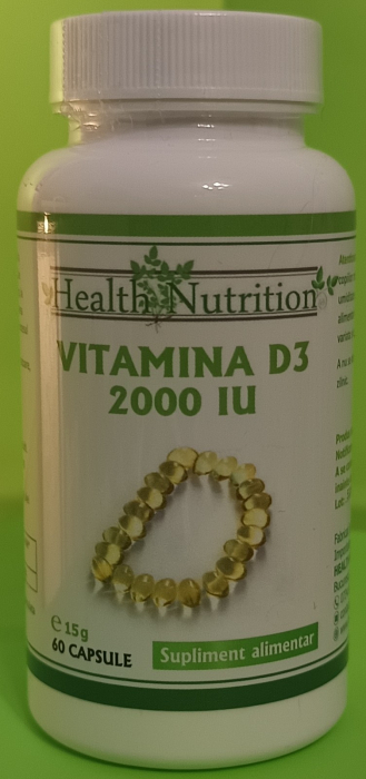 VITAMINA D3 2000 IU, 60 capsule moi, Health Nutrition la Nana Plafar [2]