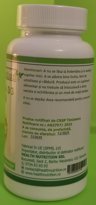 VITAMINA D3 2000 IU, 60 capsule moi, Health Nutrition la Nana Plafar [3]