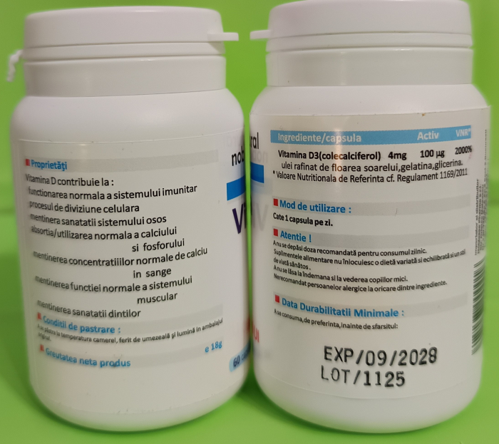 VITAMINA D3-4000 UI 4mg 60 capsule, Noblesse Naural la Nana Plafar [4]