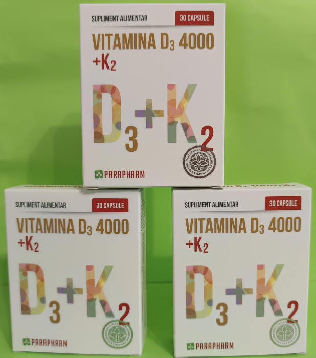 VITAMINA D3  4000UI + K2  pentru ARTICULATII 30 capsule, Parapharm [4]