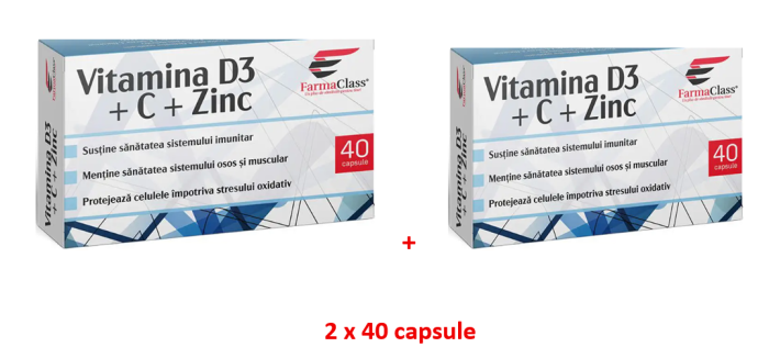 VITAMINA D3+C+ZN, 40 capsule, FarmaClass [3]