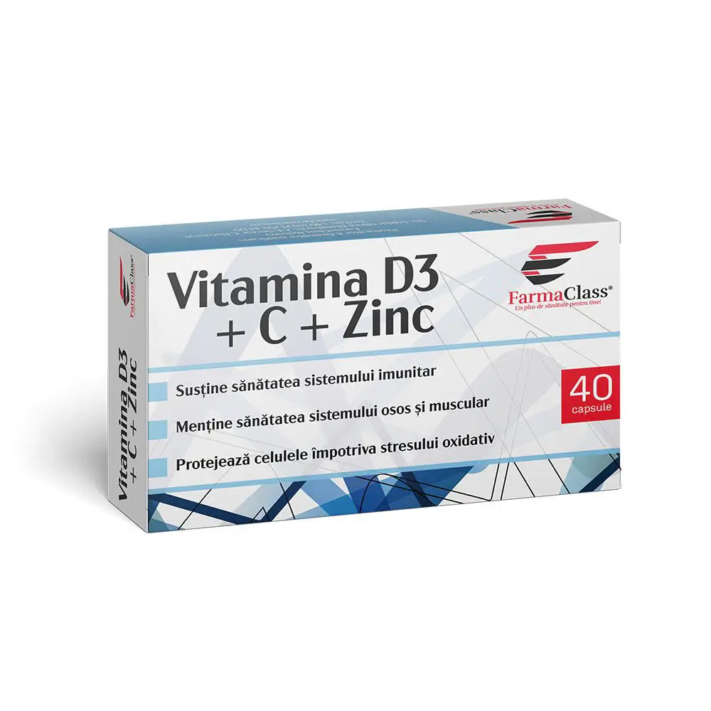 VITAMINA D3+C+ZN, 40 capsule, FarmaClass [1]