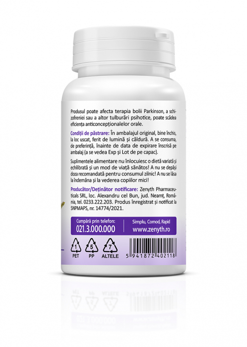 VITEX AGNUS CASTUS 225 mg ECHILIBRU HORMONAL FEMININ, 30 capsule vegetale, Zenyth [3]